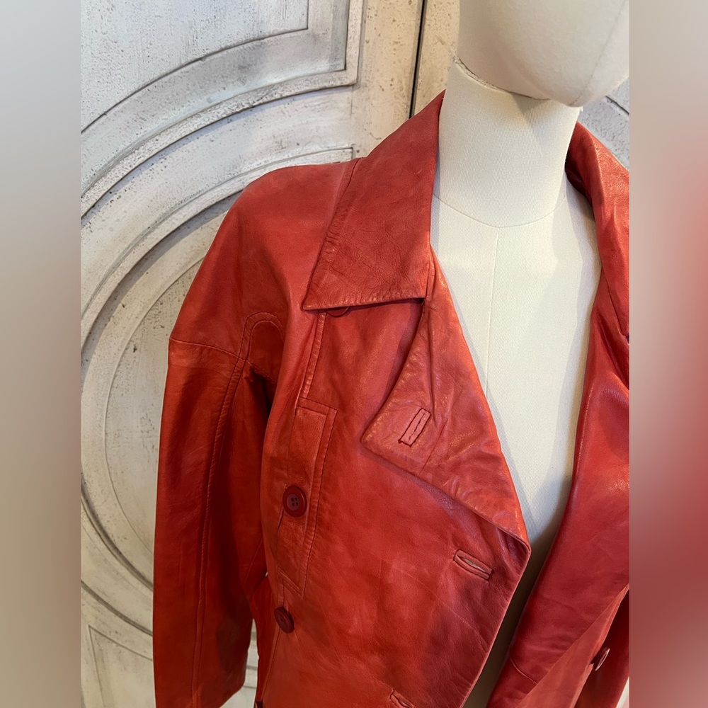 JC Trigon Women's SOFT Red Leather Jacket - Never Worn! - Picture 3 of 5